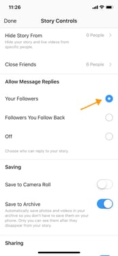 instagram marketing settings story